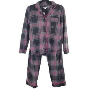 DKNY Plaid Pajama Set - Black and Pink